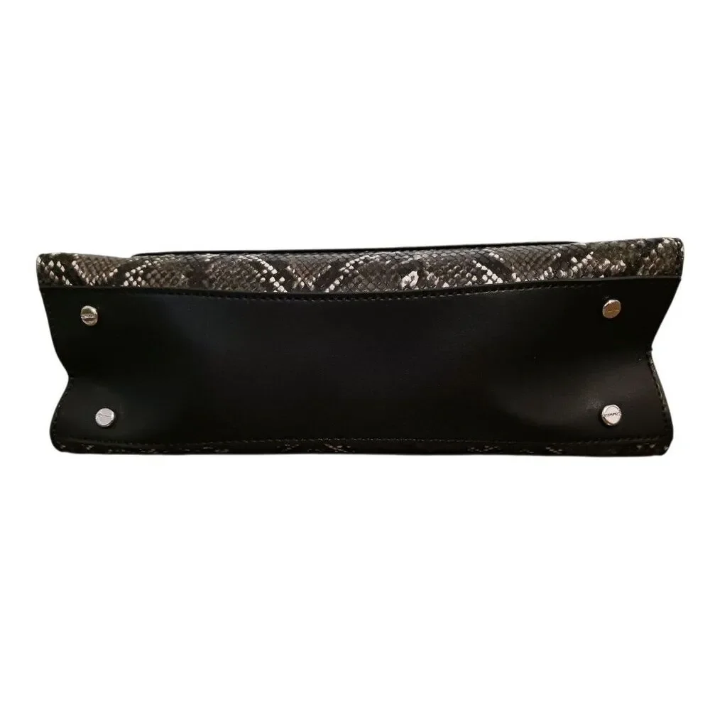 CALVIN KLEIN Lock Candy Python Embossed Statement Satchel / Crossbody Strap Bag - Picture 5 of 8